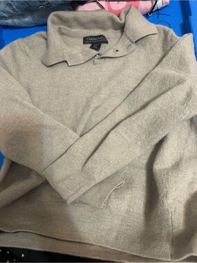 Christian Lacroix Boys Light Taupe V-Neck Cashmere Blend Sweater